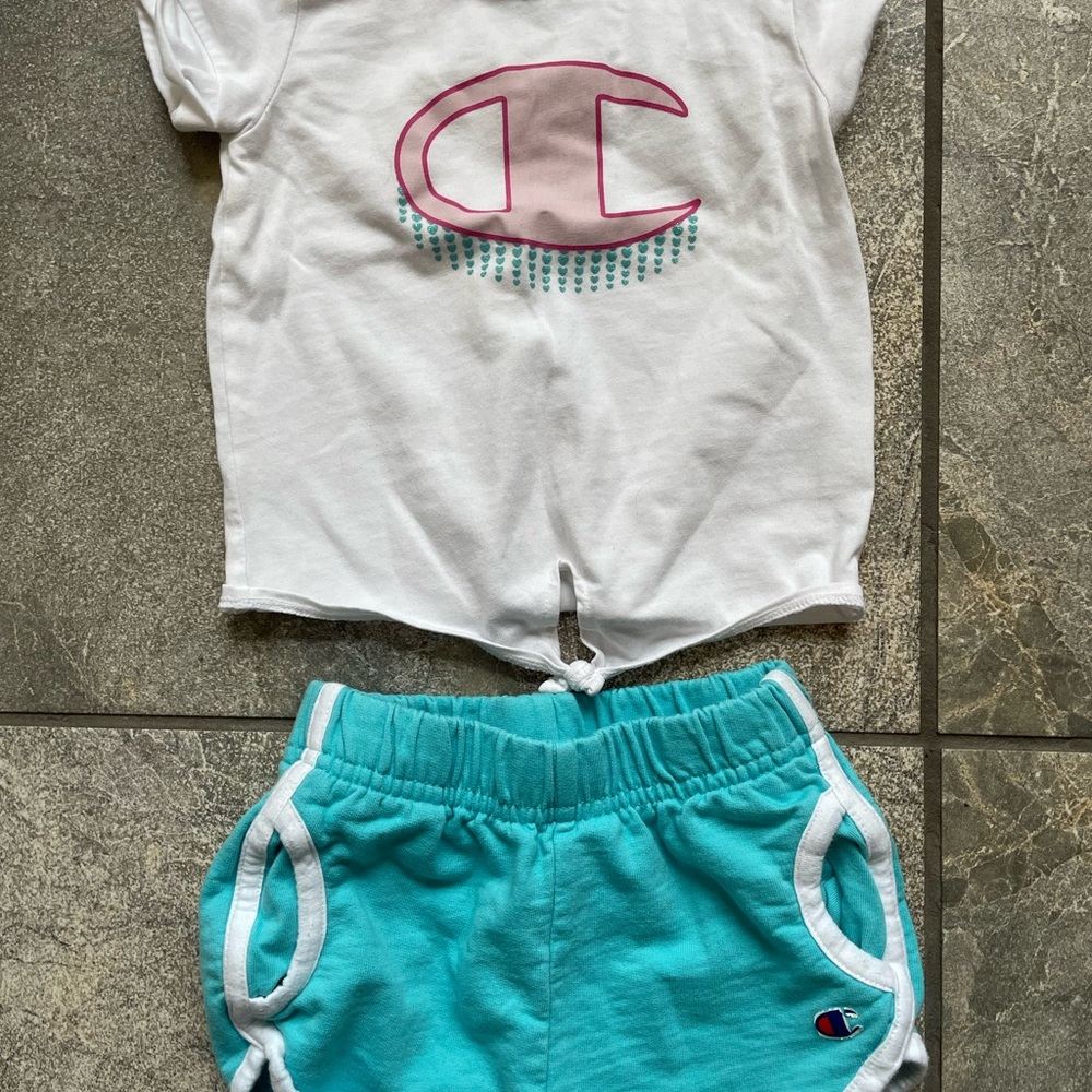 Champion White and Teal Girl’s 12M Outfit